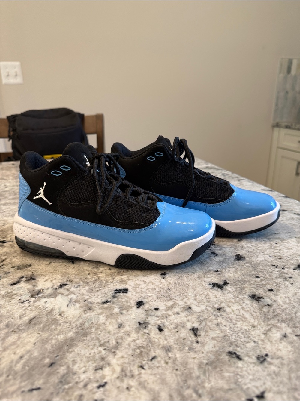 Jordan Kids Black and Light Blue Low-Top Sneakers